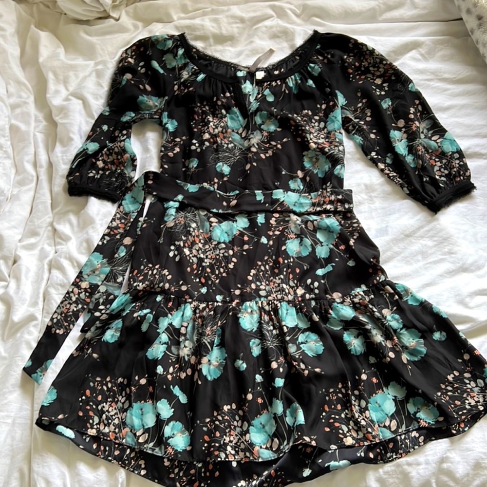 💖 watercolor dark floral mini dress